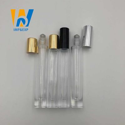 Klarglas-Rollen-Ball-Flasche 1ml 15ml 10ml mit Goldkappe Mini Refillable Rollerball Perfume